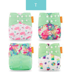 4PCS/SET Washable Eco-friendly Diaper Ecological Adjustable Nappy Reusable Cloth Diapers Set For Baby and Kids