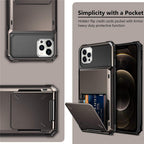 Modern Wallet Phone Case For iPhone 14 Plus 13 Pro 11 12 Pro Max XR X XS Max Card Holder Cover Wallet Case Armor Shockproof Case Heavy Duty Hard Back Soft Protective Phone Case For 4 Cards Stevvex