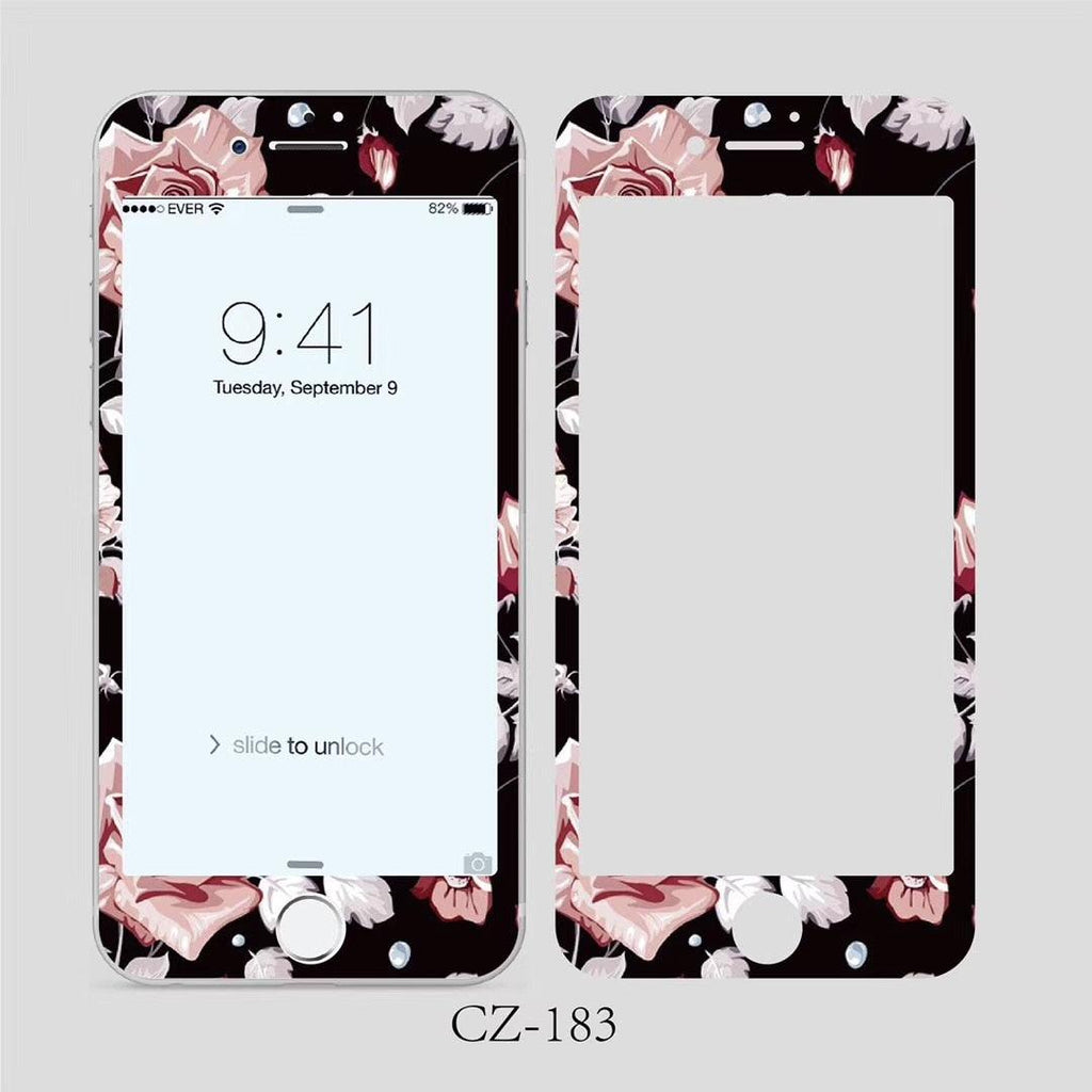 3D Curved Edge Tempered Glass for iPhone 6 6s 7 8 Plus Fashion Flowers Pattern Screen Protector Protective Film Tempered Glass Screen Protector Designed for iPhone Stevvex