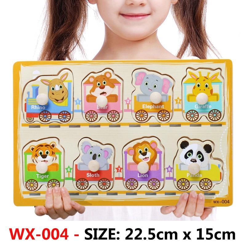 New Hand Grab Board Wooden Puzzle Toys for Children Cartoon Animal Fruit  Kids Baby Early Educational Learning Toy - SJB-DIAMOND ELITES