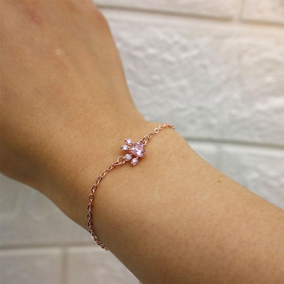 Elegant Wedding Jewelry Modern Dog Cat Paw Bear Claw Pink Heart AAA Cubic Zircon Rose Gold Chain Link Luxury Bracelets For Women Party Jewelry Gift - SJB-DIAMOND ELITES