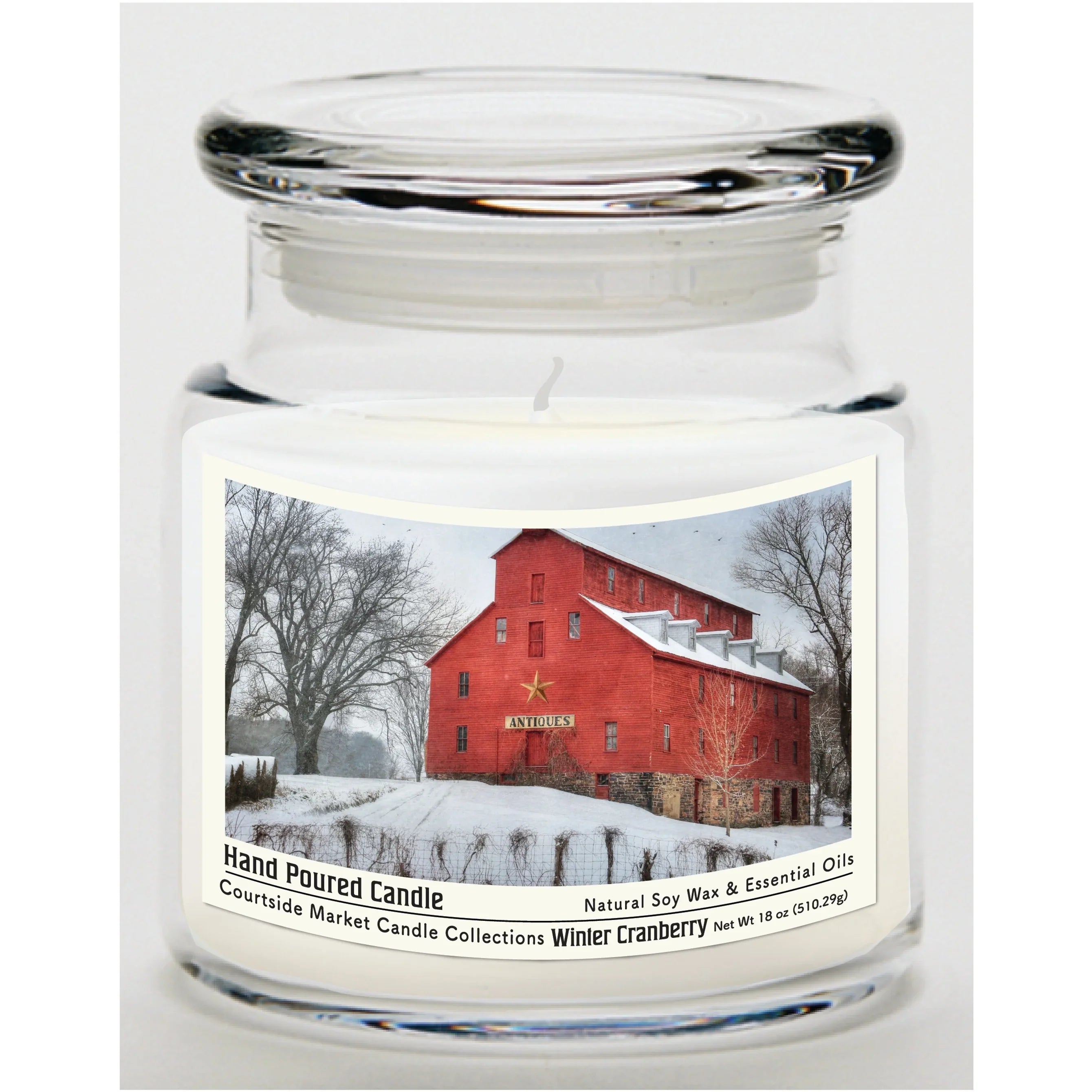 TD Courtside Market Snow Scented Candle Glass Jar with Glass Lid for Farm Decor Lootquake LLC