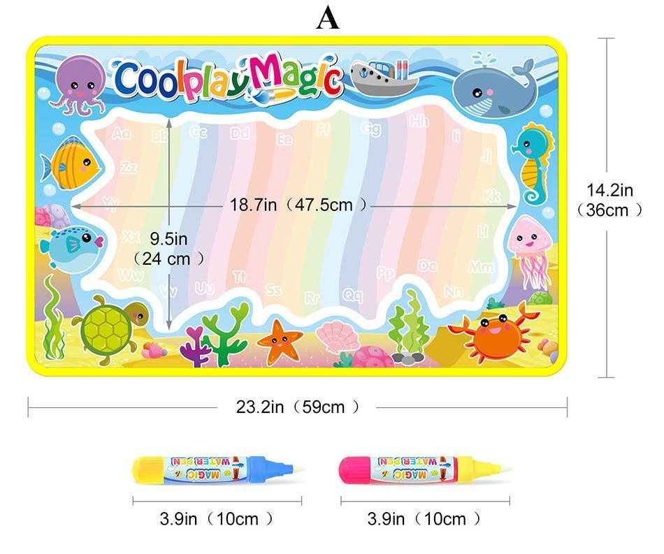 Magic Water Painting Drawing Mat & 2 Pens Doodle Board Coloring Books for Kids Children Educational Toys - SJB-DIAMOND ELITES