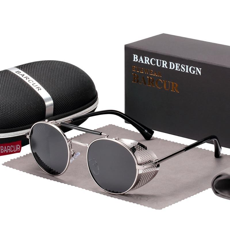 Luxury Round Metal Polarized Steampunk Round Sunglasses Retro sun glasses Glasses Vintage Style For Men and Women With UV400 Protection - SJB-DIAMOND ELITES