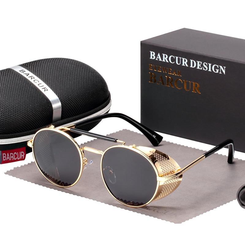 Luxury Round Metal Polarized Steampunk Round Sunglasses Retro sun glasses Glasses Vintage Style For Men and Women With UV400 Protection - SJB-DIAMOND ELITES