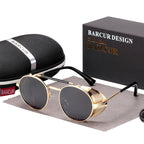 Luxury Round Metal Polarized Steampunk Round Sunglasses Retro sun glasses Glasses Vintage Style For Men and Women With UV400 Protection - SJB-DIAMOND ELITES