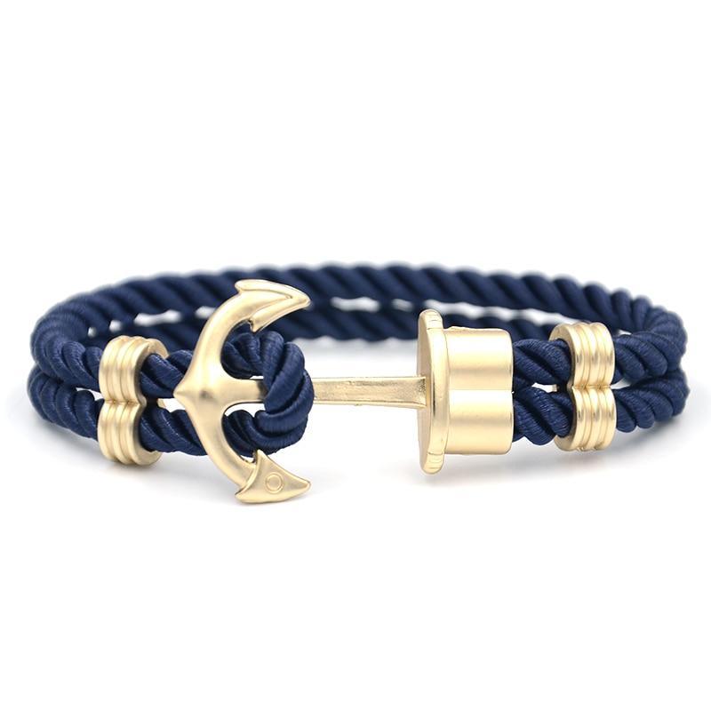 Luxury Modern Handmade Stainless Stell Men Anchor Bracelet made of Nylon in Navy Blue Color For Man - SJB-DIAMOND ELITES
