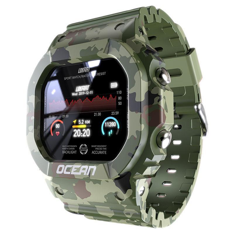 Military Ocean Army Smart Watch For Menand Woman For  Fitness and Sport With Tracker Blood Pressure Message Push Heart Rate Monitor and Clock Smartwatc For Android - SJB-DIAMOND ELITES