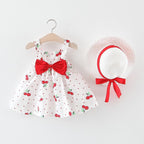 Baby Girls Dress with Sleeveless Print Floral for Birthday Party Princess Dress With Hat In Elefant Modern Style