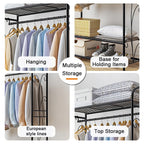 Bingopaw Black Metal Clothes Rack Stand Heavy Duty Garment Rail with 2 Storage Shelves for Shoes & Closet Organization Lootquake LLC