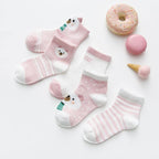5Pair Set Cotton Baby Girls Socks Thin Summer Breathable Mesh Kids Toddler Socks Cute Cartoon Children Socks Infant Socks for Kids