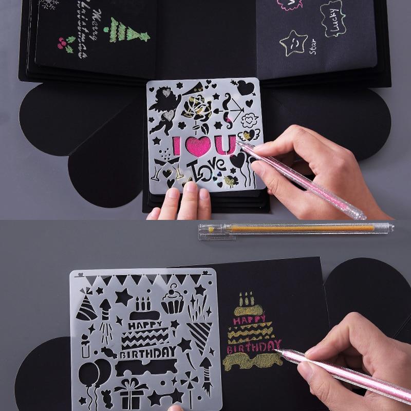 5Pcs/Set Children's Ruler Cutout Painting Template Hand Account Album Theme Lace Ruler Drawing Board Stencil Decoration Tools For Kids Drawing Education Toy - SJB-DIAMOND ELITES