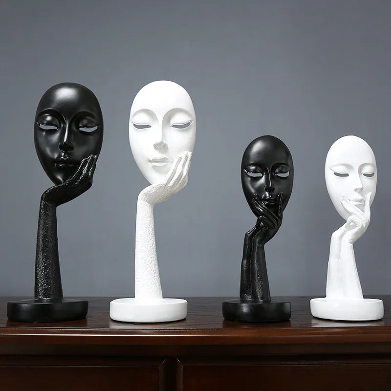 3D Face Mask Abstract Sculpture, Home Decoration Statue, Table Decorations Accessories, Art Figurine, Living Room Decor Lootquake LLC