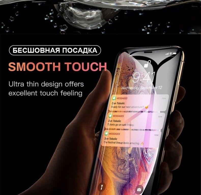 500D Curved Protective Glass For iphone SE 2020 6 6S 7 8 Plus Tempered Glass Film on iPhone X XR 11 Pro XS Max Screen Protector Anti-Fingerprint Tempered Glass Film Full Screen Case Friendly Bubble Free for iPhone Stevvex