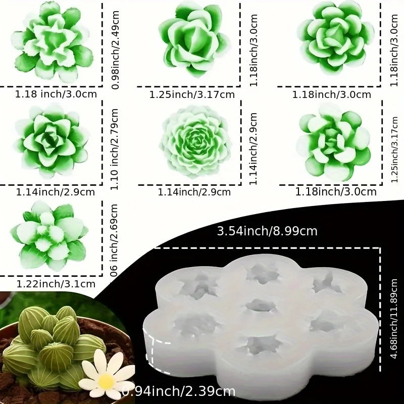 Succulent Plant Candle Mold 3D Succulent Silicone Mold Is Used for Scented Candle Resin Casting, Dessert Cake Decoration Lootquake LLC