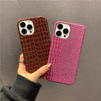 Genuine Leather Case for iPhone 13 Pro Classic Pattern Real Leather Full Coverage High-end Luxury Glossy Leather Couple Soft Case For iPhone 14 11 12 13 Pro Max 7 8 Plus 2 iPhone Cover Stevvex