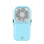 Portable Air Conditioner Hanging Neck Fan With 3000mAh Power Bank Mini Folding USB Handheld Desk Air Cooler Fan Personal Foldable USB Rechargeable Fan Operated for Home Office Outdoor Travel Stevvex
