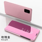 Smart Flip Phone Case For iPhone X XR XS 5 5S SE 7 8 6 6S Plus 11 12 13 Mini Pro Max 2020 Mirror Window Standing Holder Cover  Mirror Screen Smart Plating Case 360 Full Body Ultra Thin Intelligent Protective Case Stevvex