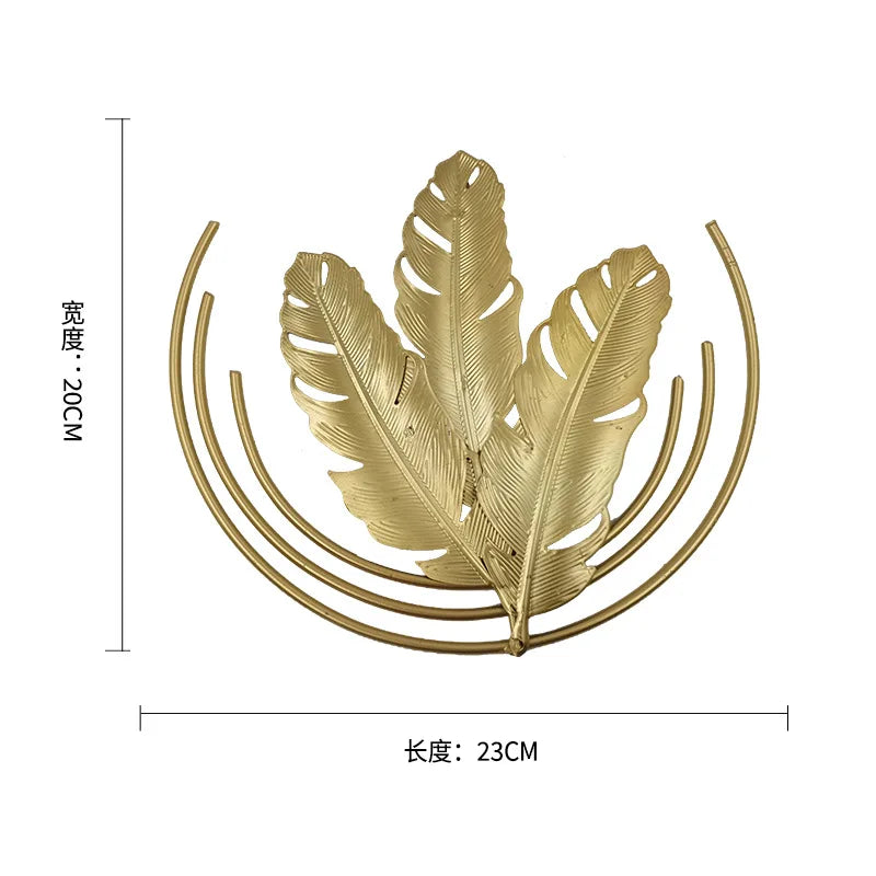 Ginkgo Leaf Metal Wall Decor Pendants Wrought Iron Wall Hanging Ornament Retro Nordic Room Decor Home Decoration Accessories Pi-Mart