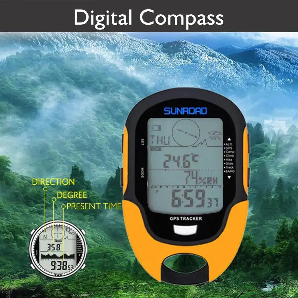 SUNROAD FR510 Handheld GPS Navigation Receiver Portable Handheld Digital Altimeter Barometer Compass Camping Hiking Tool