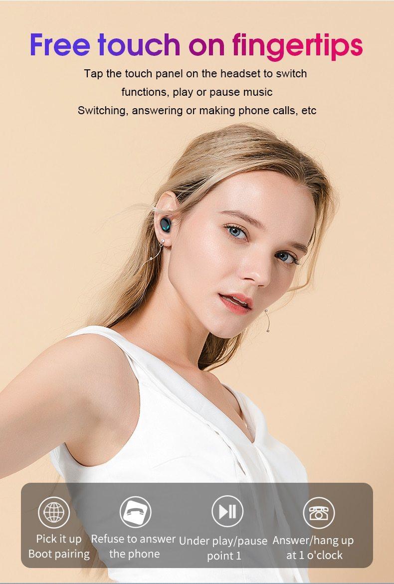 Bluetooth 5.0 Wireless Earphone TWS Headphones Touch Control Earbuds 9D Gaming Headset 3500mAh For Cell Phone - SJB-DIAMOND ELITES