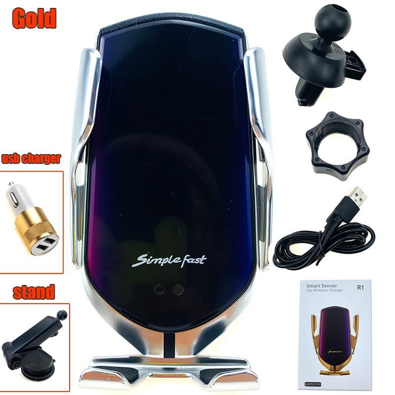 Automatic Luxury Modern Car Wireless Charger Infrared Induction Wireless Charger For Phones Sliver/Gold - SJB-DIAMOND ELITES