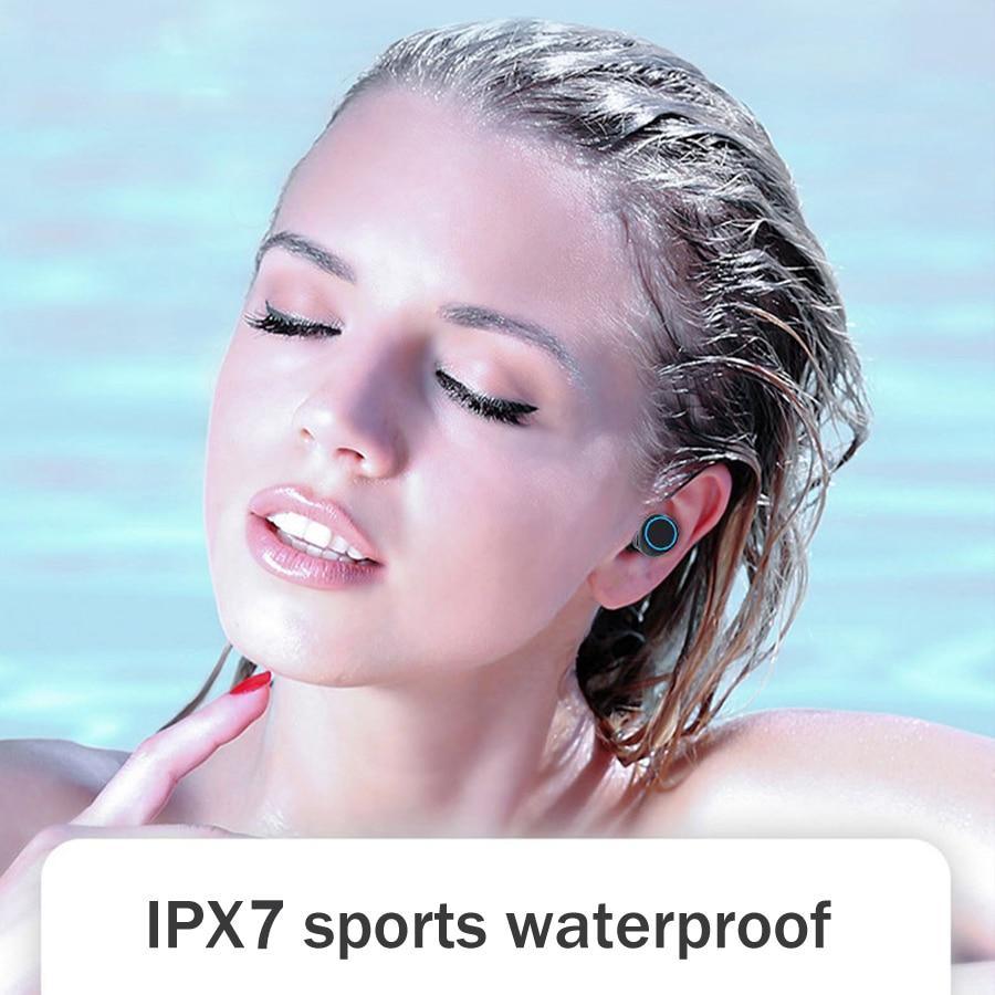 STEVVEX 3500mAh LED Bluetooth Wireless Earphones Headphones Earbuds TWS Touch Control Sport Headset Noise Cancel Earphone Headphone - SJB-DIAMOND ELITES