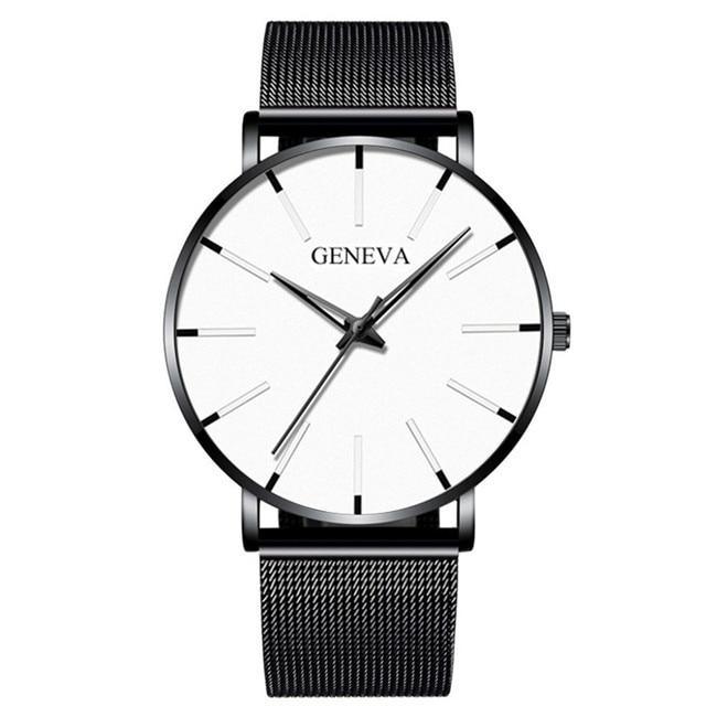 Minimalist Men's Fashion Ultra Thin Watch Simple Men Business Stainless Steel Mesh Belt Quartz Watch Relogio Masculino - SJB-DIAMOND ELITES