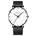Minimalist Men's Fashion Ultra Thin Watch Simple Men Business Stainless Steel Mesh Belt Quartz Watch Relogio Masculino - SJB-DIAMOND ELITES
