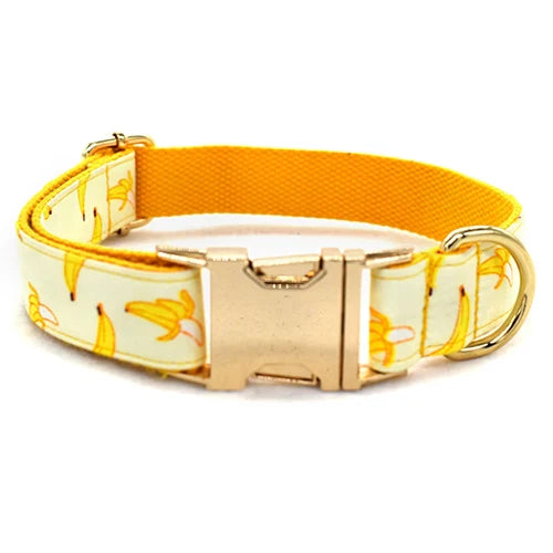 Free Engrave Personalized Banana Design Bow Dog Collar Leash Traction Rope For Small Big  Adjustable Pet Straps Fruit 02 Lootquake LLC