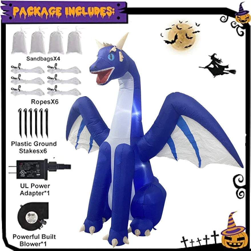Halloween Inflatables Giant Inflatable Dragon Decorations with Wings Built-in LEDs Outdoor Indoor Party Garden Lawn Decor Toy - SJB-DIAMOND ELITES