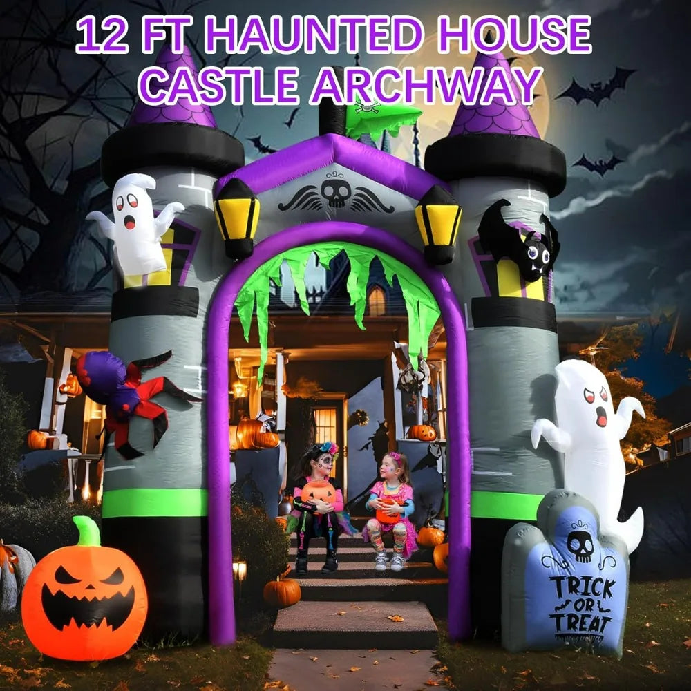 Halloween Inflatables Outdoor Decorations, Spooky Blow Ups Inflatable Halloween Decor Ghost Pumpkin Witch and Archway Inflatable - SJB-DIAMOND ELITES