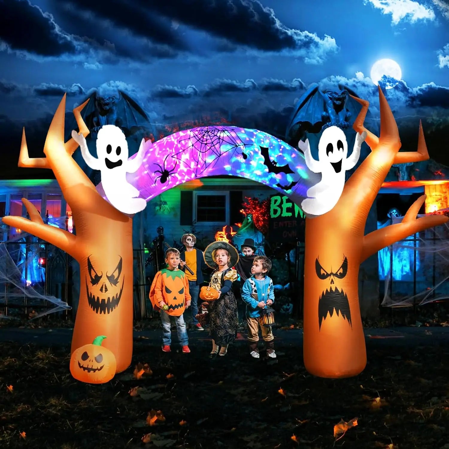 Halloween Inflatables Outdoor Decorations, Spooky Blow Ups Inflatable Halloween Decor Ghost Pumpkin Witch and Archway Inflatable - SJB-DIAMOND ELITES
