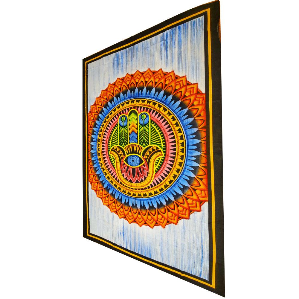 Hand Of Fatima Cotton Tapestry 90x80 Bedspread Throw