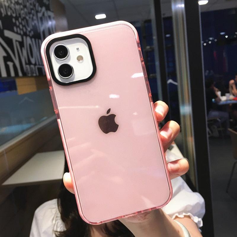 Fluorescent Color Shockproof Phone Case For iPhone 13 Pro Max 12 Mini 11 Transparent Soft Silicone Cover Transparent Case Glow In Dark Phone Case Luxury Square Case Cover For iPhone Stevvex