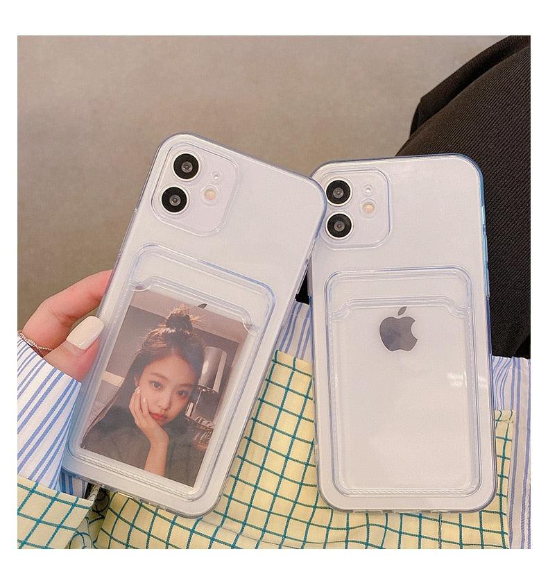 Transparent Mobile Phone Case For iPhone 11 12 13 14Mini case For iphone 11 Pro X XS Max XR 7 8 Plus SE Case Cover Soft Silicone Wallet Card Holder Stevvex