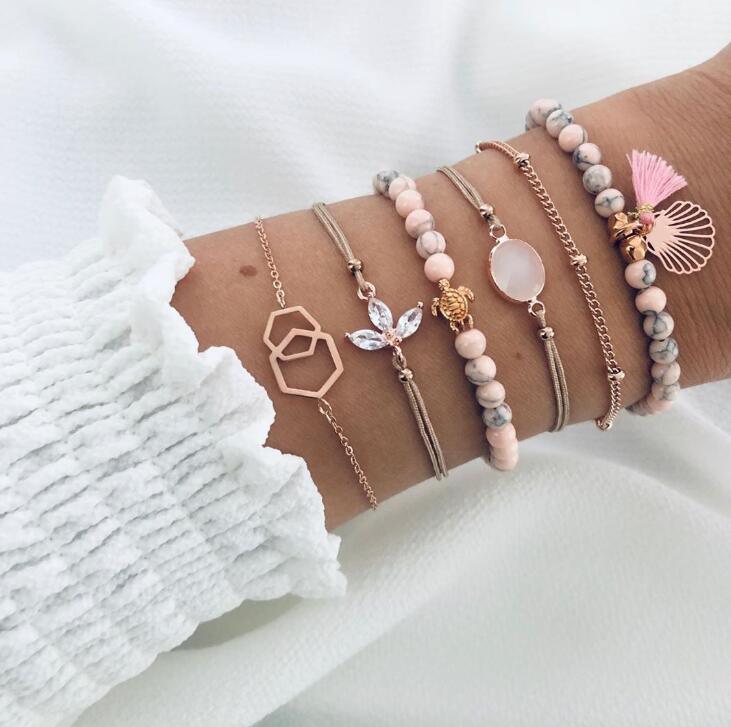 Modern Fashion New Luxury Different Style Elegant Elephant Tree Of Life Tassel Chain Bracelet Sets For Women Jewelry Trend Sets For Her - SJB-DIAMOND ELITES