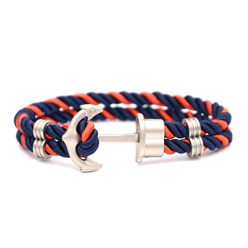 Luxury Modern Handmade Stainless Stell Men Anchor Bracelet made of Nylon in Navy Blue Color For Man - SJB-DIAMOND ELITES