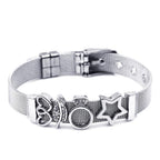 Two-tone Stainless Steel  Bracelets For Women Men Golden Love Heart Beaded  Ribbon  Bracelet & Bangle Gifts - SJB-DIAMOND ELITES
