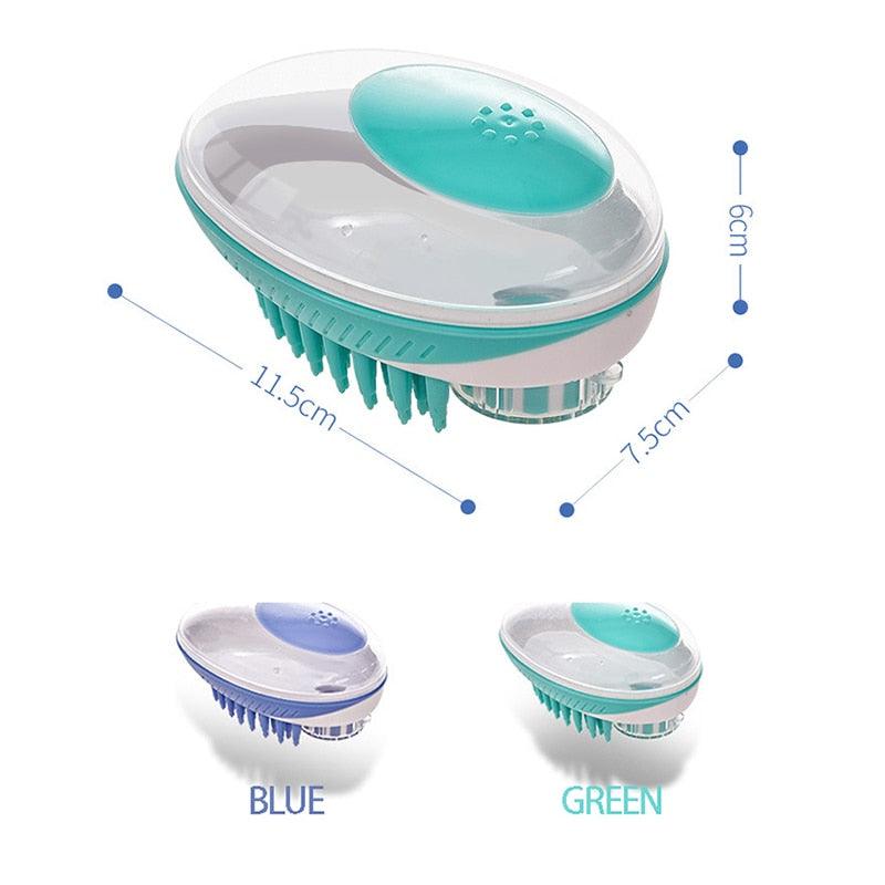 Pet Dog Cat Bath Brush 2-in-1 Pet  Massage Comb Soft Silicone Pet Shower Hair Grooming Comb Dog Cleaning Tool Pet Supplies Pet Brush Bath Massage Brush Shampoo Dispenser for Pet Stevvex
