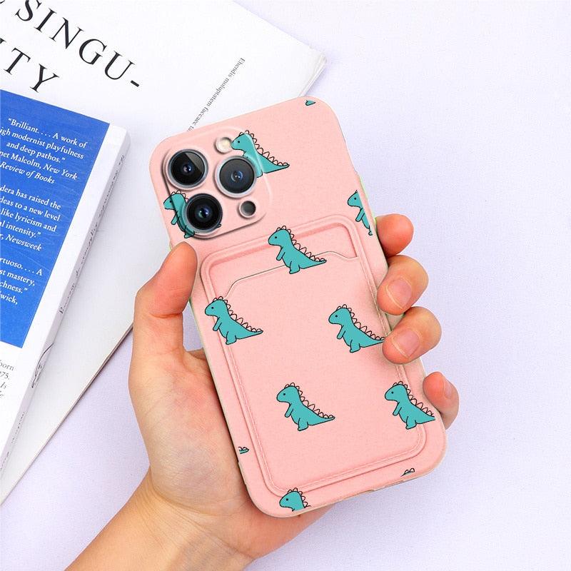 Charming Silicone Soft Anti-Scratch Cases For iPhone 13 Pro Max Case Silicone Wallet Card Holder Cover For iPhone 13 Mini 13ProMax 13Pro Flower Butterfly Beautiful Design Card Holder iPhone Case Stevvex