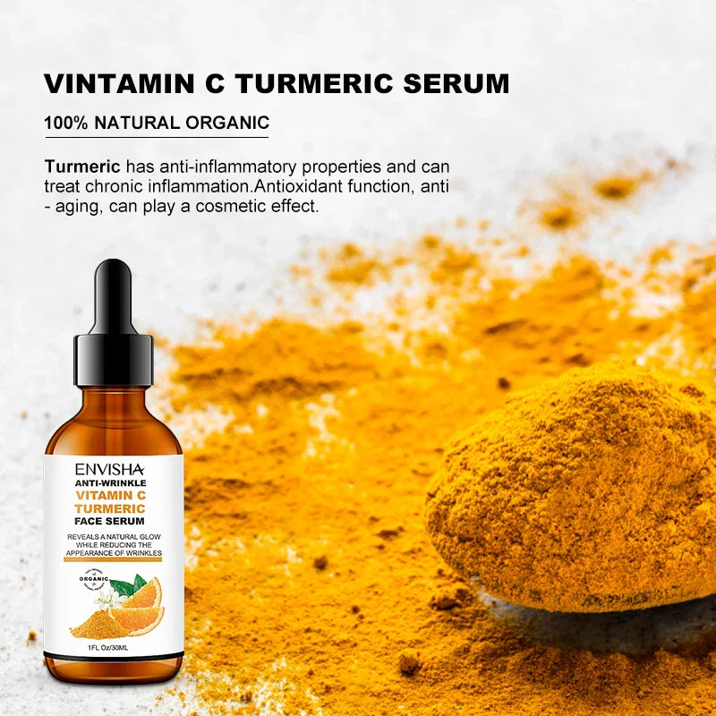 Vitamin C Turmeric Serum Facial Whitening Anti Aging Wrinkle Moisturizing Essence Face Korean Cosmetics Skin Care Shrink Pores Lootquake LLC