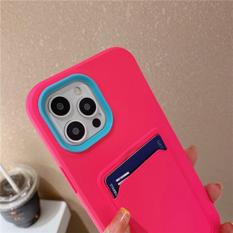 Modern Card Candy Color Phone Case For iPhone 12 11 13 Pro Max 12 13 Pro 11 Shockproof Bumper Soft Back Cover Colorful Silicone Phone Cover Stevvex