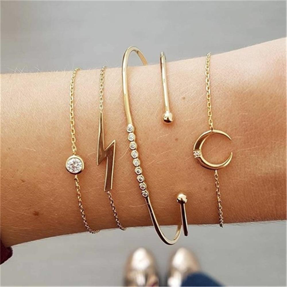 Fashion Bohemia Leaf Round Knot Cuff Bangle Gold Chain Charm Bracelet  for Women Simple Geometric Bracelets Luxury Jewelry - SJB-DIAMOND ELITES