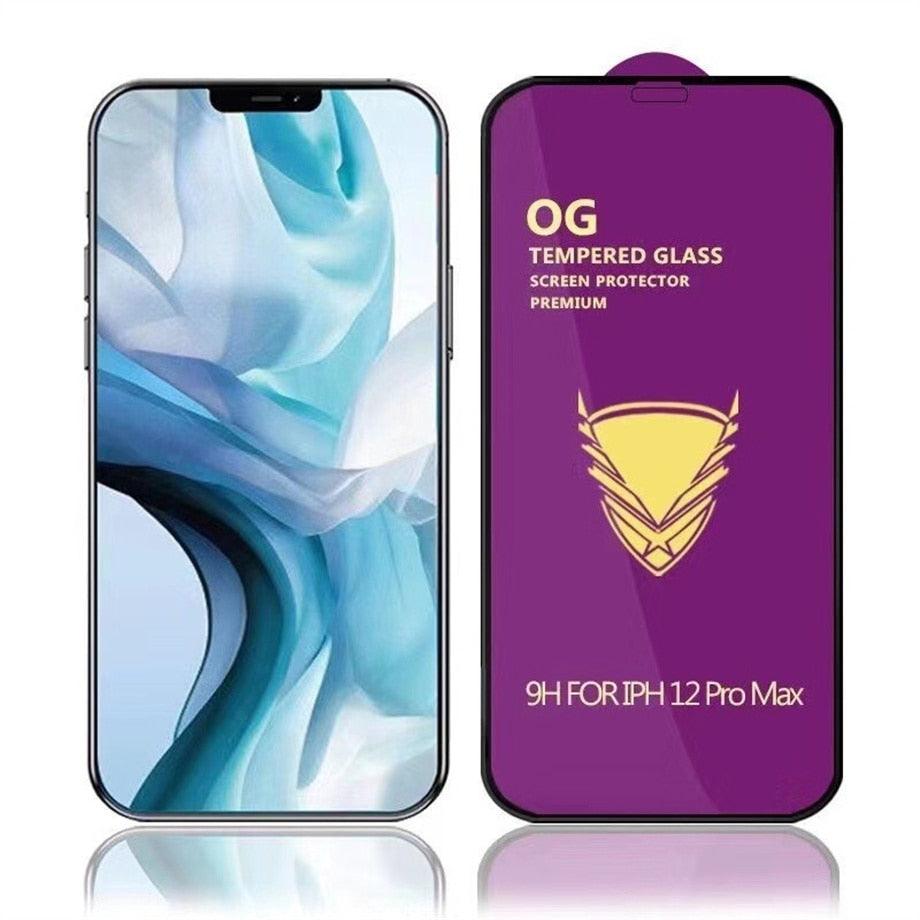 3PCS Tempered Glass OG Screen Protector for iPhone 14 13 12 11 Pro XS Max X XR Full Glue Cover Big Curved 7 8 Full Coverage Screen Protector iPhone Glass Screen Protector Stevvex