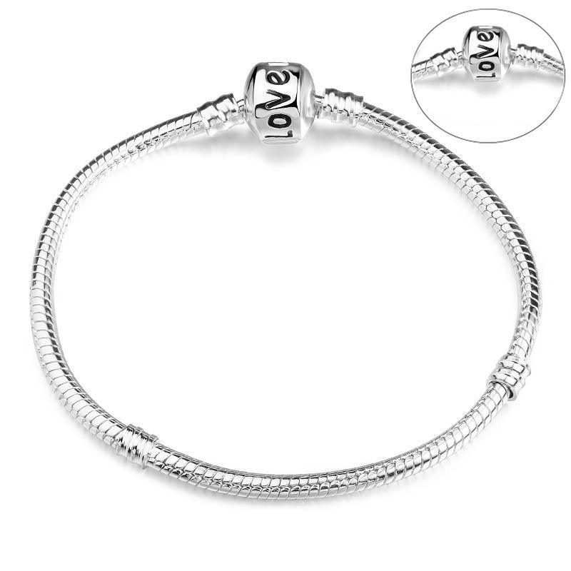 Luxury Modern High Quality Authentic Silver Color Snake Chain Fine Bracelet Fit European Charm Bracelet for Women With Heart and Star - SJB-DIAMOND ELITES