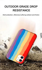 Luxury Rainbow Silicone Case For iPhone 11 X Xr Xs Max Case 12 11 Pro Max 6 6s 7 8 Plus Modern Colorful Shockproof Back Cover Rainbow Color Soft Silicon Back Cover Case