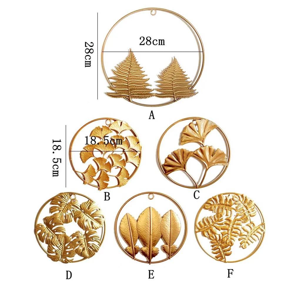 Ginkgo Leaf Metal Wall Decor Pendants Wrought Iron Wall Hanging Ornament Retro Nordic Room Decor Home Decoration Accessories Pi-Mart