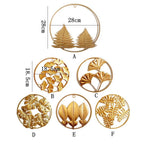 Ginkgo Leaf Metal Wall Decor Pendants Wrought Iron Wall Hanging Ornament Retro Nordic Room Decor Home Decoration Accessories Pi-Mart