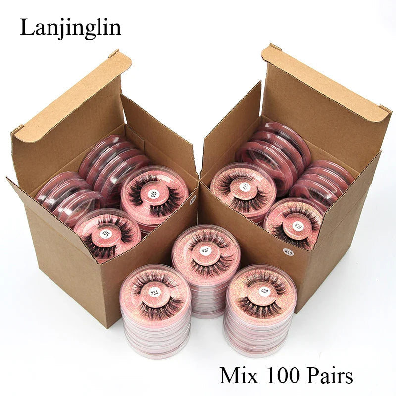 4/100 Pairs Wholesale Fake Lashes 3D Mink Eyelashes Fluffy Dramatic Lashes Cruelty Free False Eye lashes Makeup Tools maquillaje Lootquake LLC
